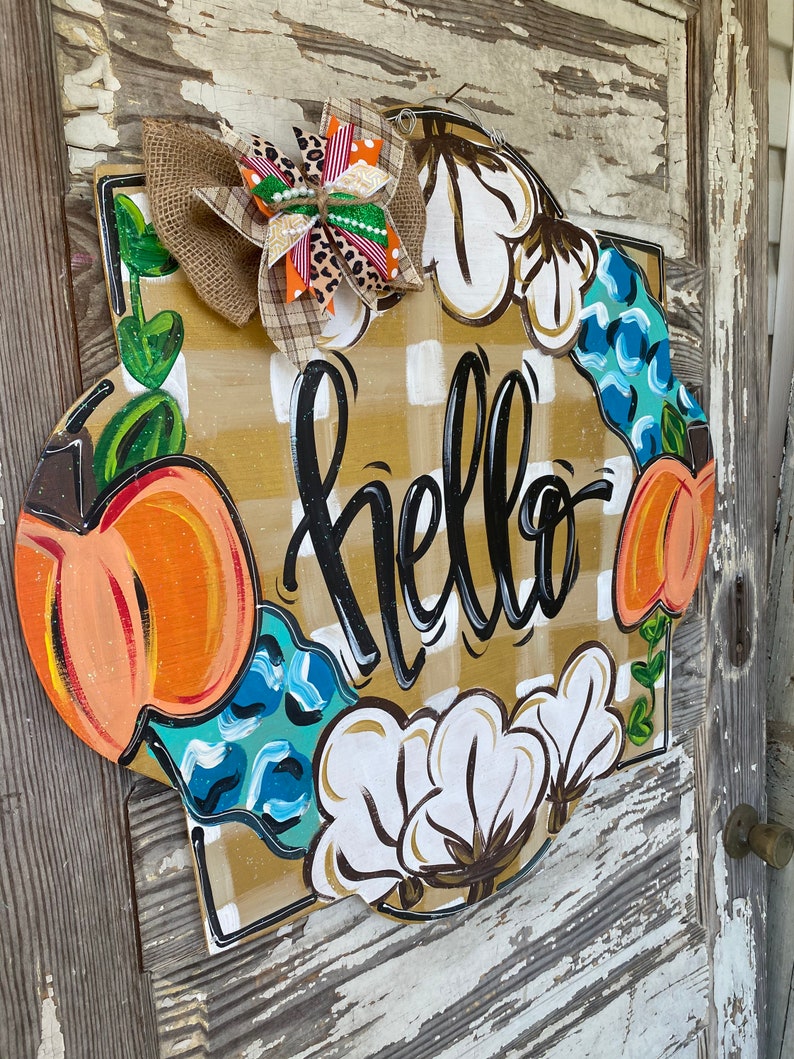 Fall Door Hanger - Pumpkin Door Hanger - Personalized Door Hanger - Fall Wreath- Fall Decor - fall Decorations - Halloween Sign image 5