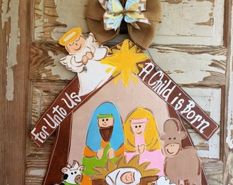 Christmas Door Hanger - Nativity Door Hanger - Christmas Door Decor - Nativity Scene - Christmas Decorations - Christmas Decor - Holiday