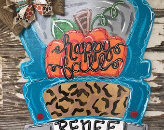 Fall Door Hanger - Pumpkin Door Decor - Autumn Door Sign - Thanksgiving Door Hanger - Fall Wreath - Personalized Door Decor
