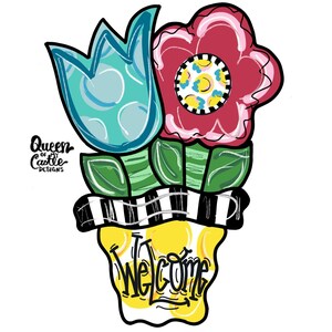 TEMPLATE - Summer Template Door Hanger Template - DIY Door Hanger - Door Decor Template - Flower pot Template - Downloadable Door Hanger