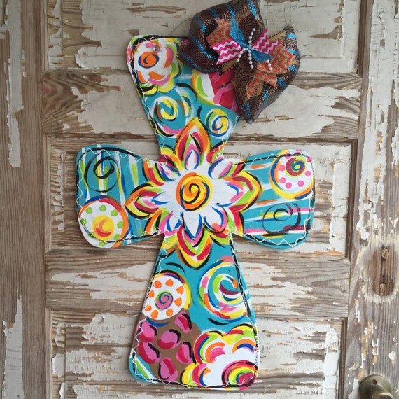 Cross Door Hanger - Personalized Door Hanger - Spring Door Hanger