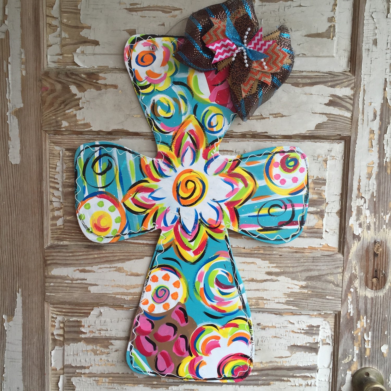 Cross Door Hanger - Personalized Door Hanger - Spring Door Hanger
