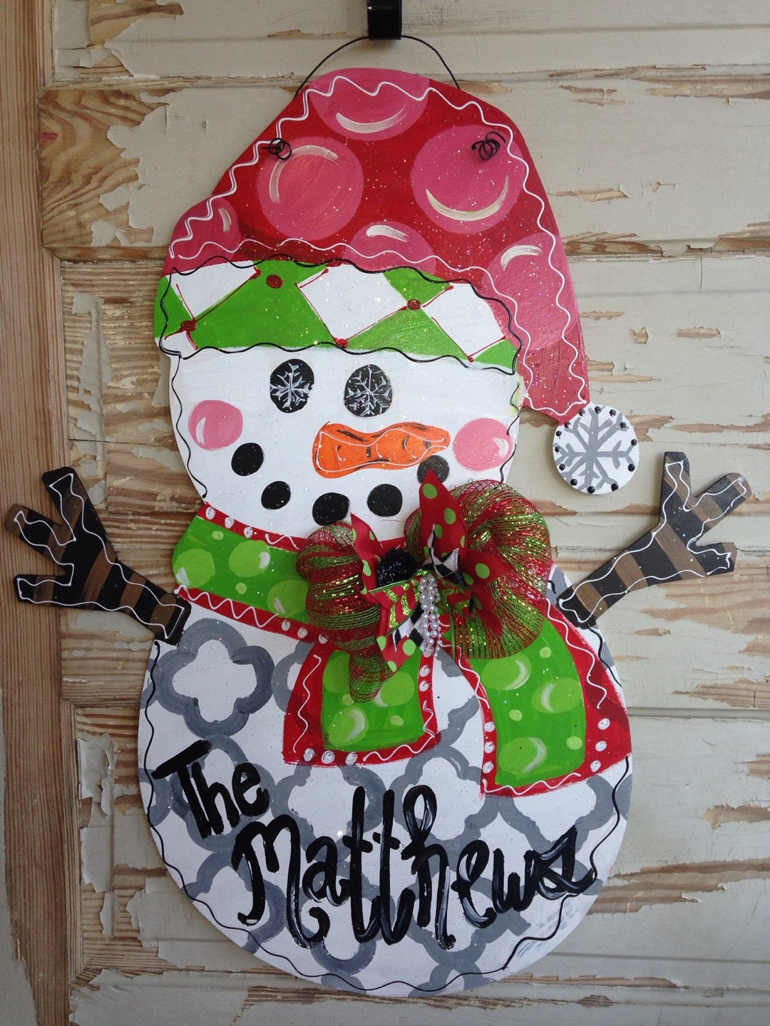 Snowman Door Hanger - Christmas Door Hanger - Personalized Door Hanger ...
