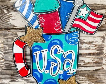 Patriotic Door Hanger - American Flag Door Hanger - Patriotic Decor - Summer Door Decor - Fourth of July Door Hanger - USA Decor