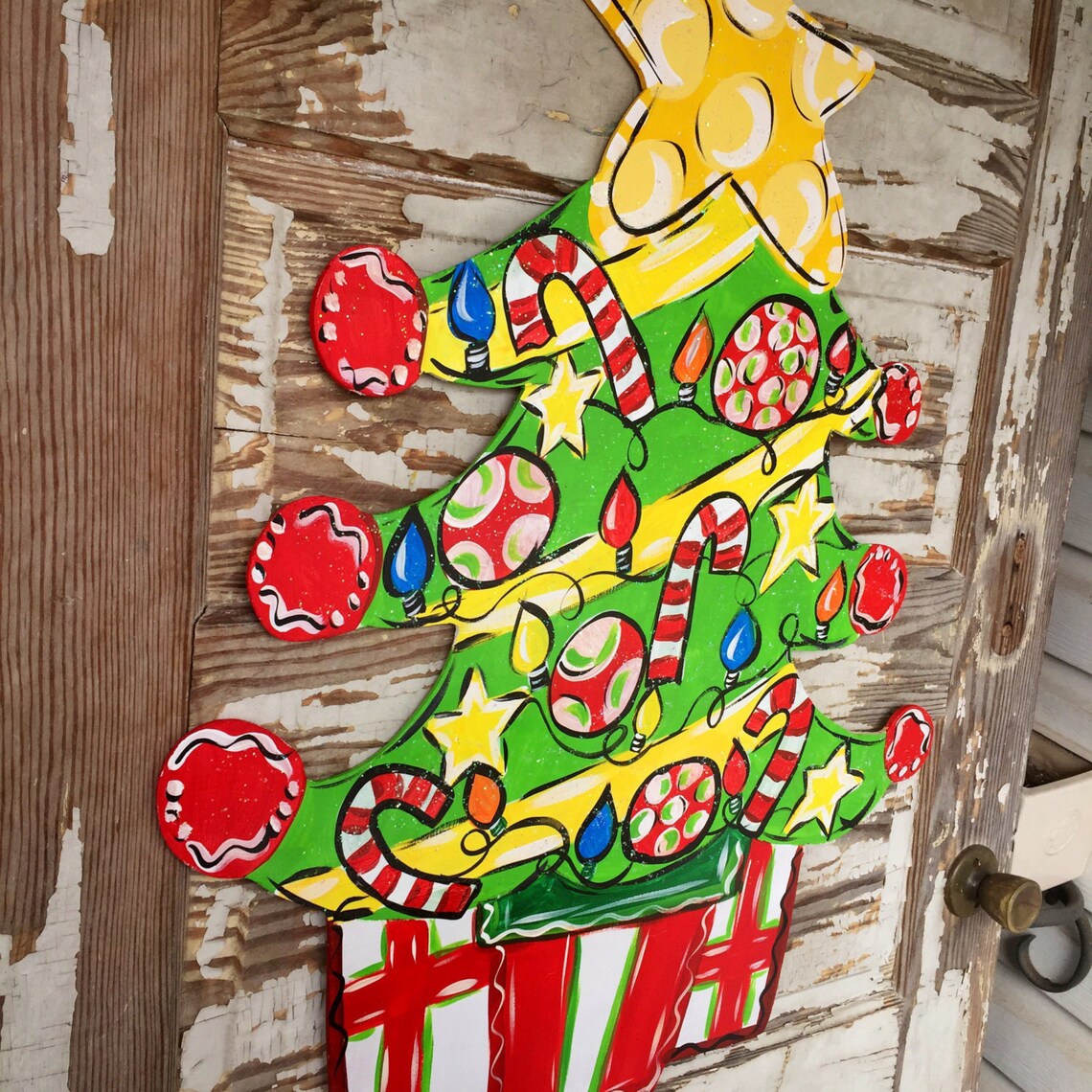 Personalized Door Hanger Christmas Tree Door Hanger | Etsy