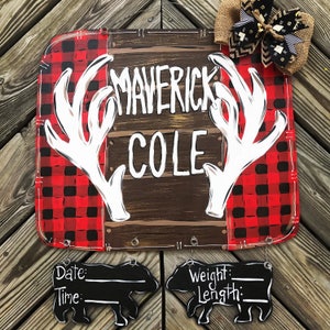 Hunting Door Hanger - Personalized Baby Door Hanger - Hospital Hanger - Birth Announcement Door Hanger - Baby Shower Gift - Baby boy gift