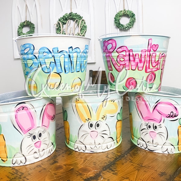 Personalized Easter basket - Personalized Easter Pail - Easter Egg Basket - Easter gift - Personalized Easter Gift - Easter Bunny Gift