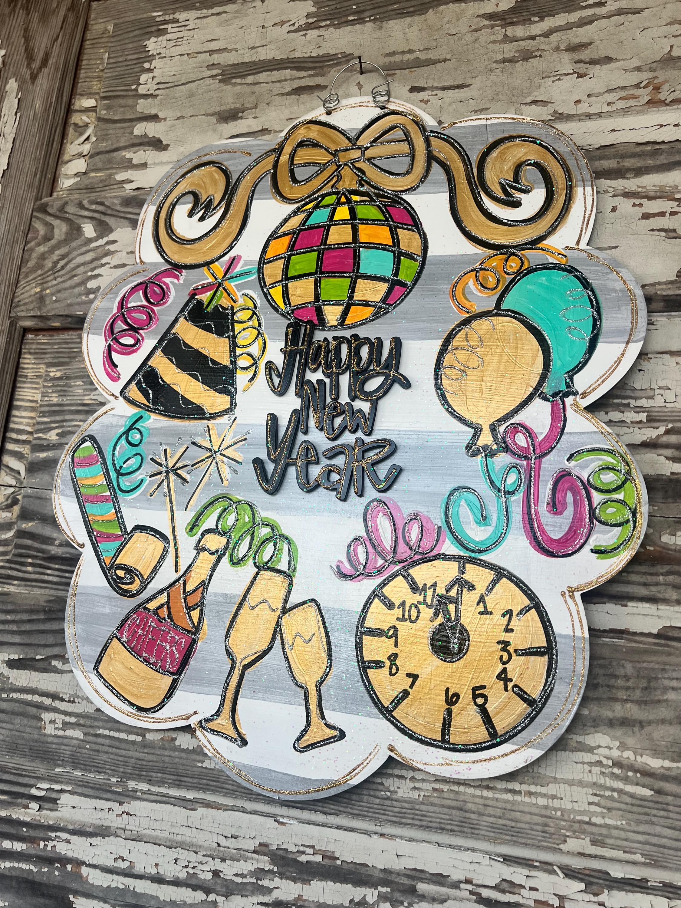 New Years Door Hanger - New Years Decoration - Personalized New Years ...