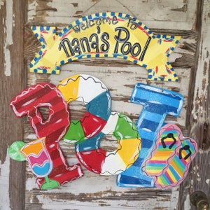 Pool Door Hanger - Summer Door Hanger - Pool Sign - Summer Decorations - Pool Decorations - Pool Accessories - Summer Sign - Yard Decor