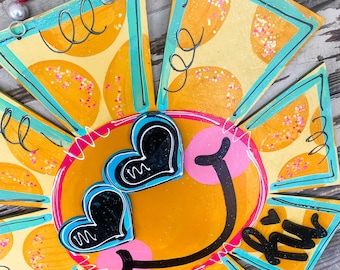 Personalized Door Hanger - Spring Door Hanger - Summer Door Hanger - Initial Door Hanger -sunshine door hanger - summer decor - pool sign