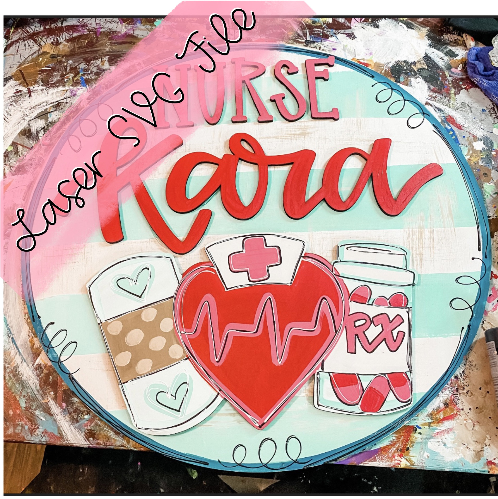 SVG file - Laser Ready File - nursing SVG File - Laser Cut File - Door Hanger SVG - Laser Ready Door Hanger File - Nurse gift