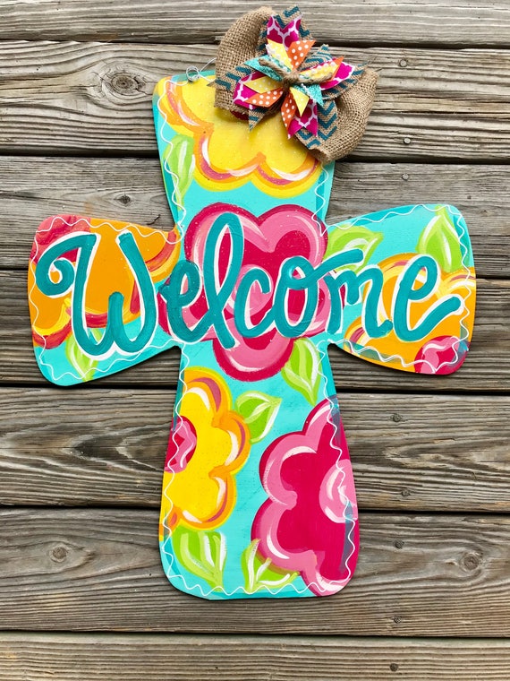 Cross Door Hanger Personalized Door Hanger Spring Door Etsy