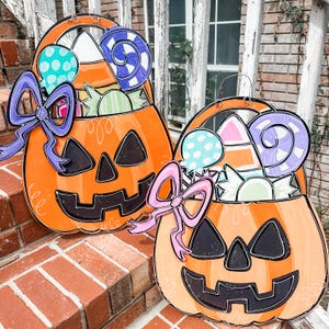 Halloween Door Hanger - Fall Door Hanger - Pumpkin Door Decor - Autumn Door Sign - Halloween Wreath - Personalized Door Decor