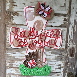 Baseball Door Hanger - baseball Door Decor - Summer Door Hanger - Sports Door Hanger - Cross Door Hanger - personalized Door Hanger