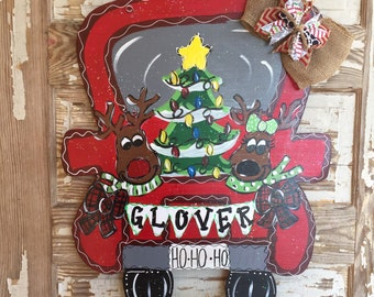 Personalized Door Hanger - Christmas Door Hanger - christmas door decor - Christmas Decorations - Christmas Decor - reindeer