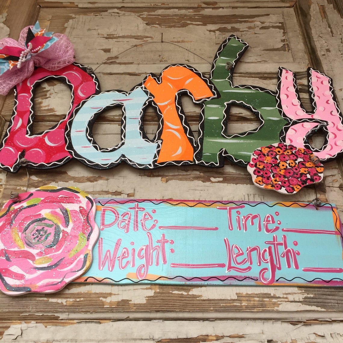 Personalized Baby Door Hanger Birth Announcement Hospital Etsy