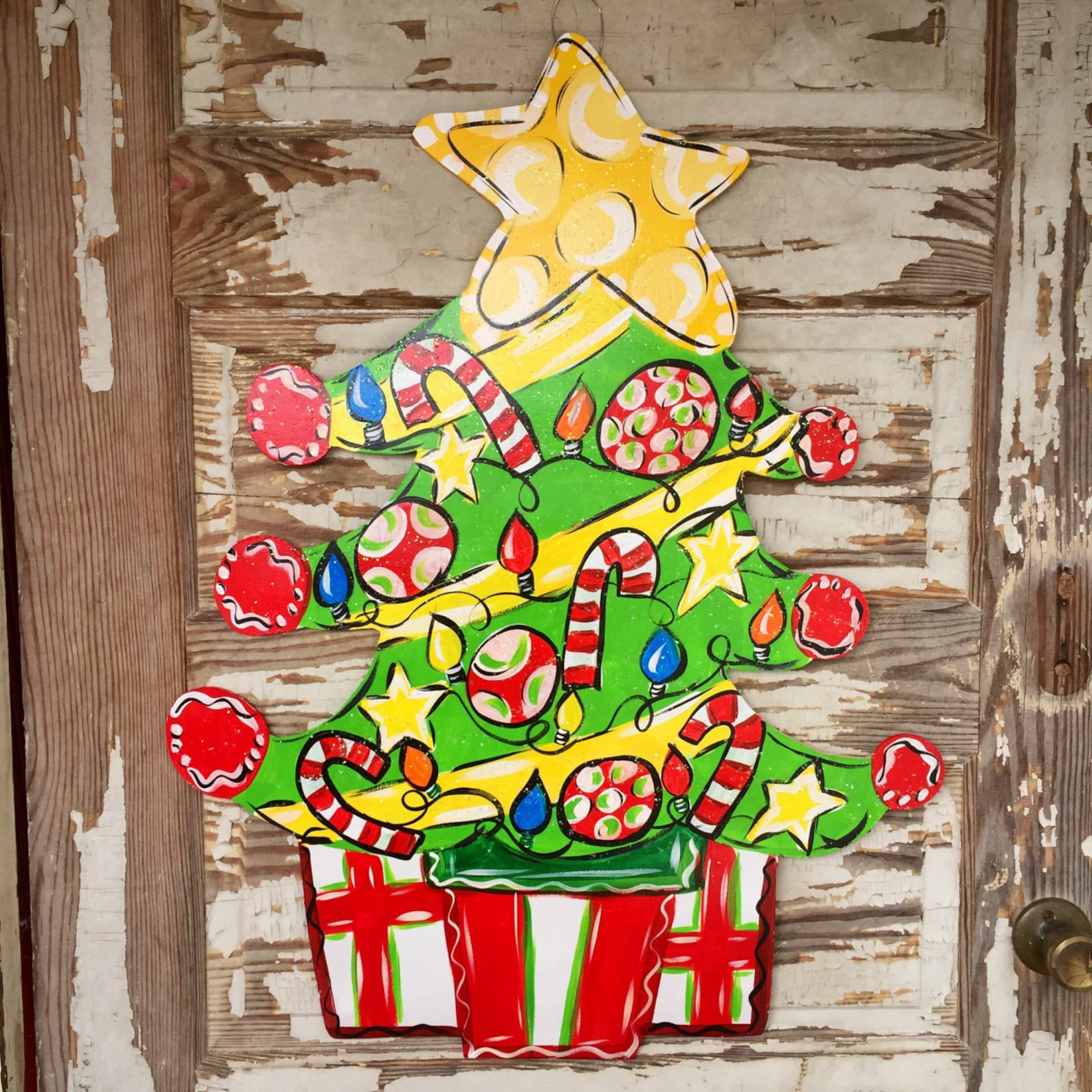 Personalized Door Hanger Christmas Tree Door Hanger Etsy