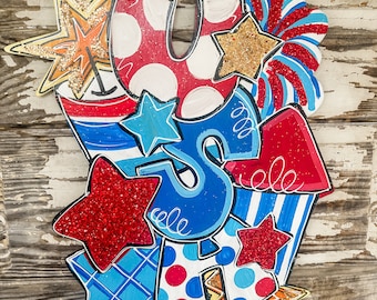 Patriotic Door Hanger - American Flag Door Hanger - Patriotic Decor - Summer Door Decor - Fourth of July Door Hanger - USA Decor