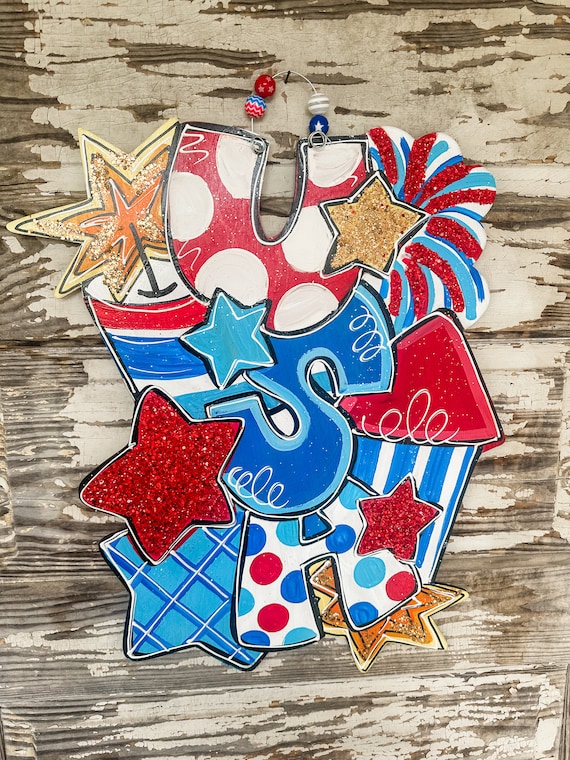 Patriotic Door Hanger - American Flag Door Hanger - Patriotic Decor - Summer Door Decor - Fourth of July Door Hanger - USA Decor