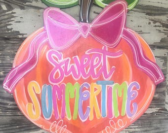 Colgador de puerta personalizado - Colgador de puerta de primavera - Colgador de puerta de verano - Colgador de puerta de frutas - Decoración de primavera - Decoración de verano - Decoración de puerta