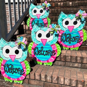 Personalized Door Hanger - Teacher Gift - Owl Door Hanger - Spring Door Decor - Summer Wreath - Owl Sign - Classroom Sign -