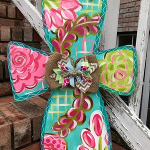 Cross Door Hanger - Personalized Door Hanger - Spring Door Hanger - Cross Door Decor - Cross Wreath - Spring Decor - Summer