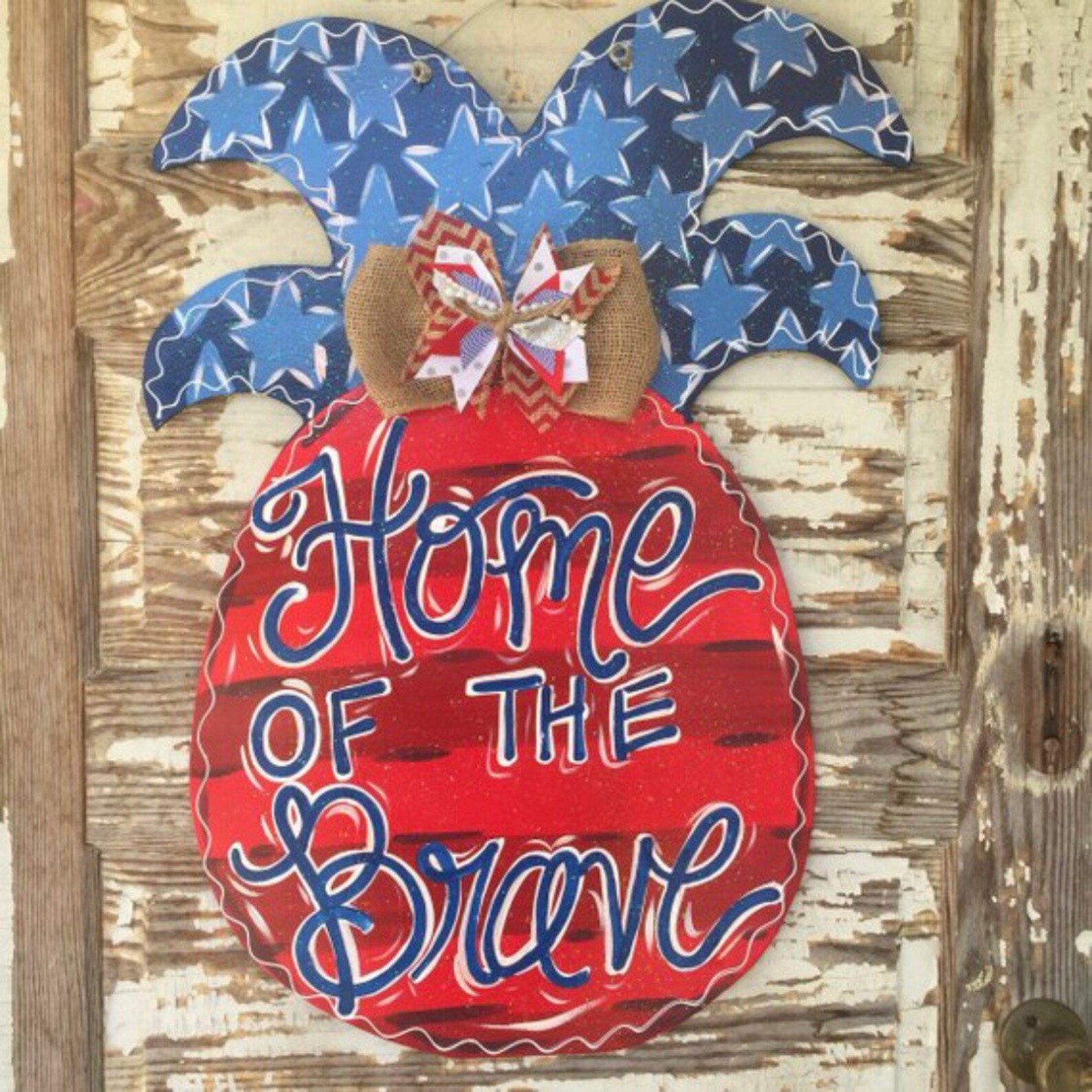 SALE Patriotic Door Hanger American Flag Door Hanger Etsy