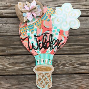 Girl Bedroom Sign - Hot Air Balloon - Bedroom Door Hanger - Girl Bedroom Decorations - Personalized Bedroom Sign - Home Decor