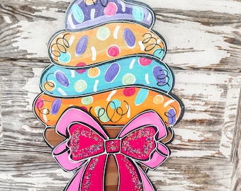 Personalized Door Hanger - Spring Door Hanger - Summer Door Hanger - Ice Cream Door Hanger