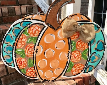 Fall Door Hanger - Pumpkin Door Hanger - Personalized Door Hanger - Fall Wreath- Fall Decor - fall Decorations - Halloween Sign
