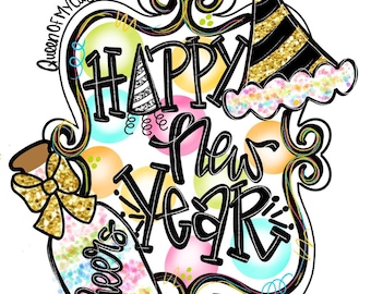 TEMPLATE - New Years Template Door Hanger Template - DIY Door Hanger - Door Decor Template - New Years Template - Downloadable Door Hanger