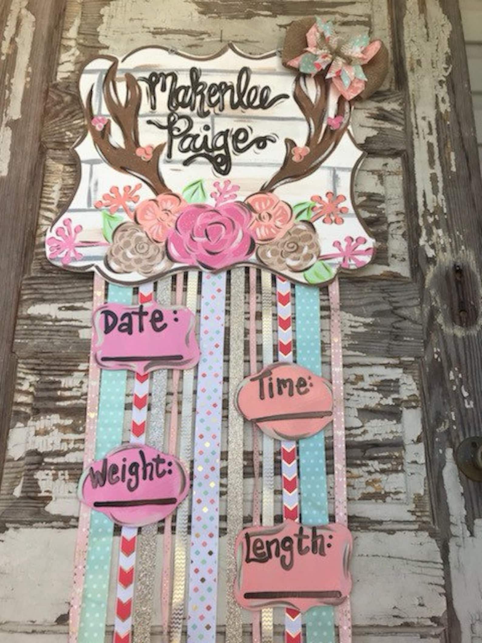 Personalized Baby Door Hanger Birth Announcement Hospital Etsy