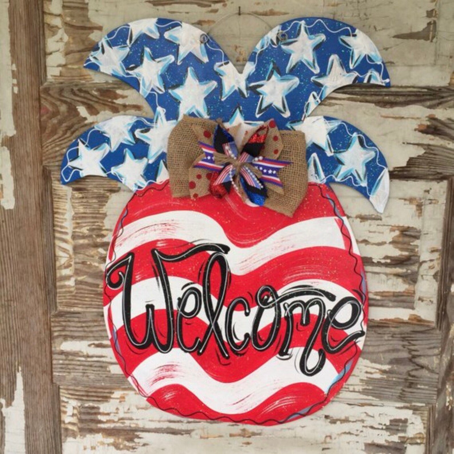 SALE Patriotic Door Hanger American Flag Door Hanger Etsy