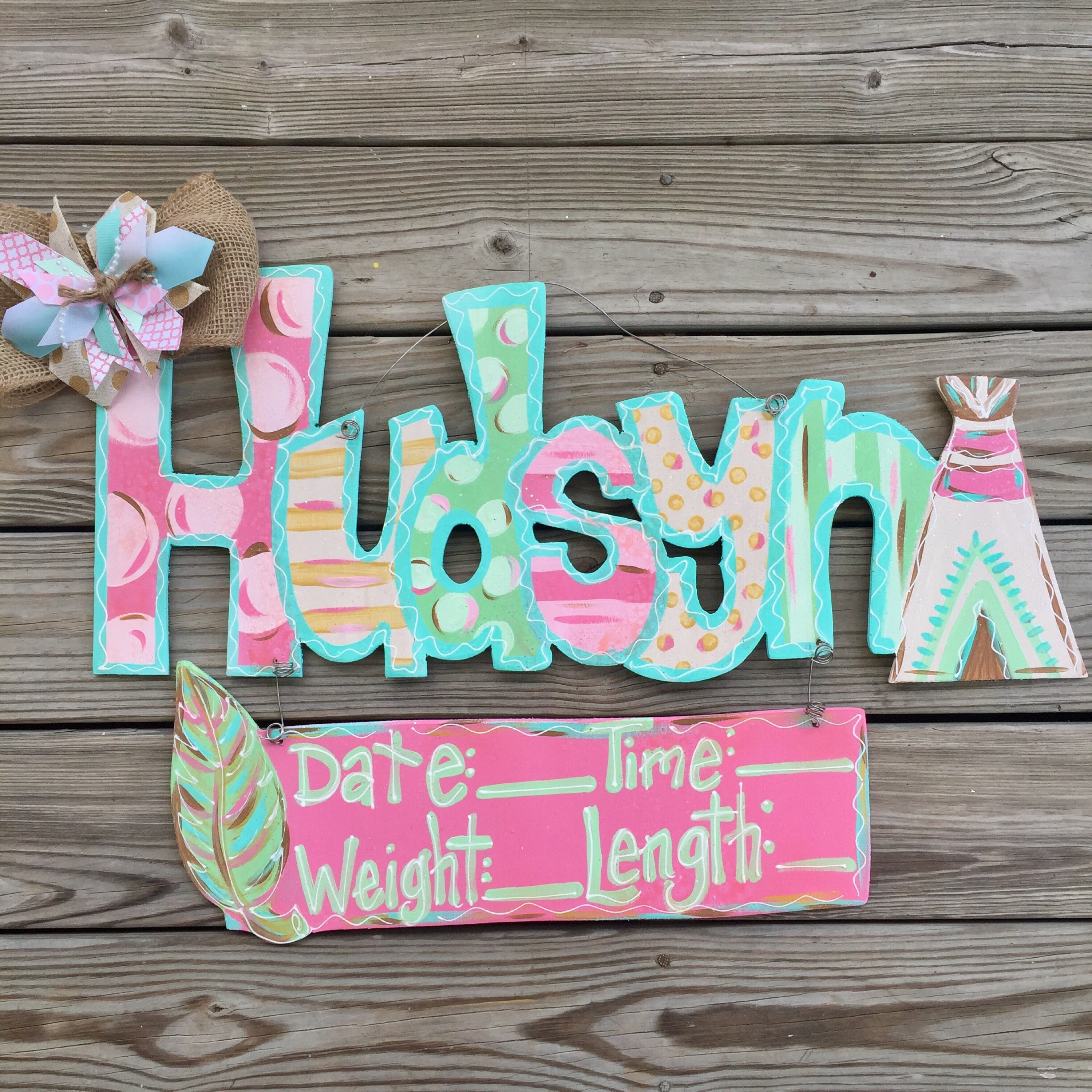 Personalized Baby Door Hanger Birth Announcement Hospital Etsy