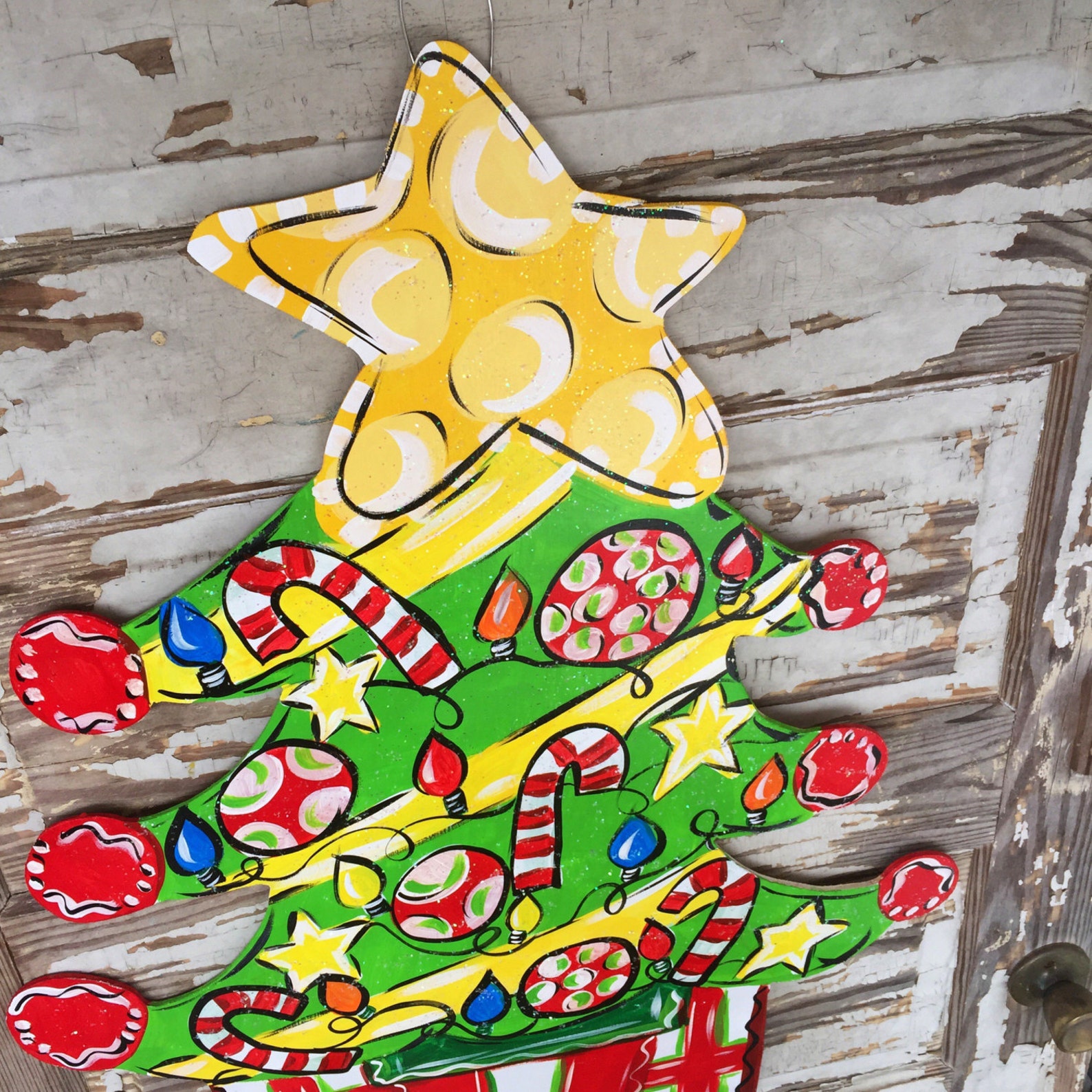 Personalized Door Hanger Christmas Tree Door Hanger Etsy