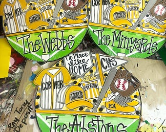 Baseball Door Hanger - Baseball Sign - Baseball Door Decor - Sports Door Hanger- Baseball Decor- Summer Door Hanger - Baseball Mom