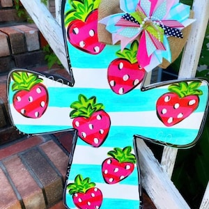 Personalized Door Hanger- Initial Door Hanger - Custom Sign - Personalized Wreath - Monogram Door Hanger - Front Door Sign - Cross
