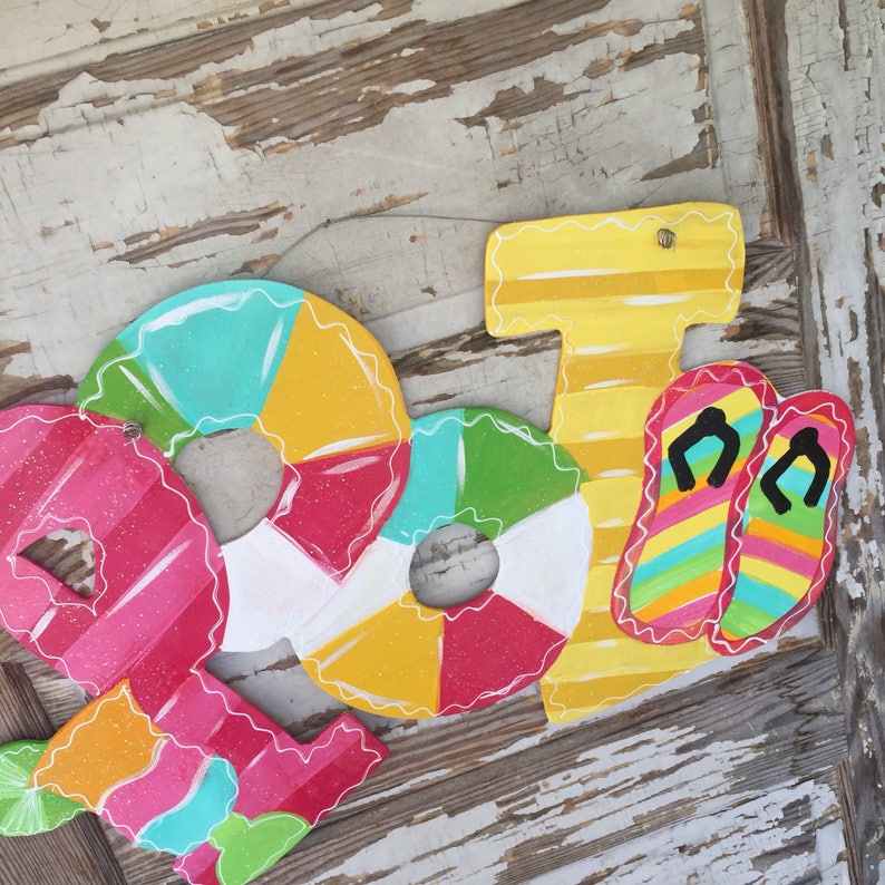 Pool Door Hanger Summer Door Hanger Pool Sign Summer Etsy