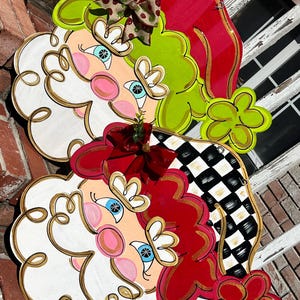 Christmas Door Hanger - Santa Door Hanger - Holiday Door Decor - Christmas Decorations - Holiday Decor - Christmas Wreath - Christmas Gift
