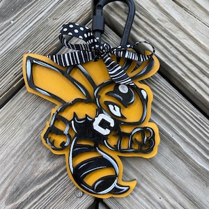 Yellow Jacket bag Tag  - Football Mom - Football Bag Tag - Football Charm - Corner Bag Charm - personalized Baseball charm
