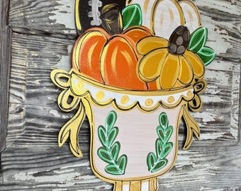 Fall Door Hanger - Pumpkin Door Hanger - Personalized Door Hanger - Fall Wreath- Fall Decor - fall Decorations - Halloween Sign