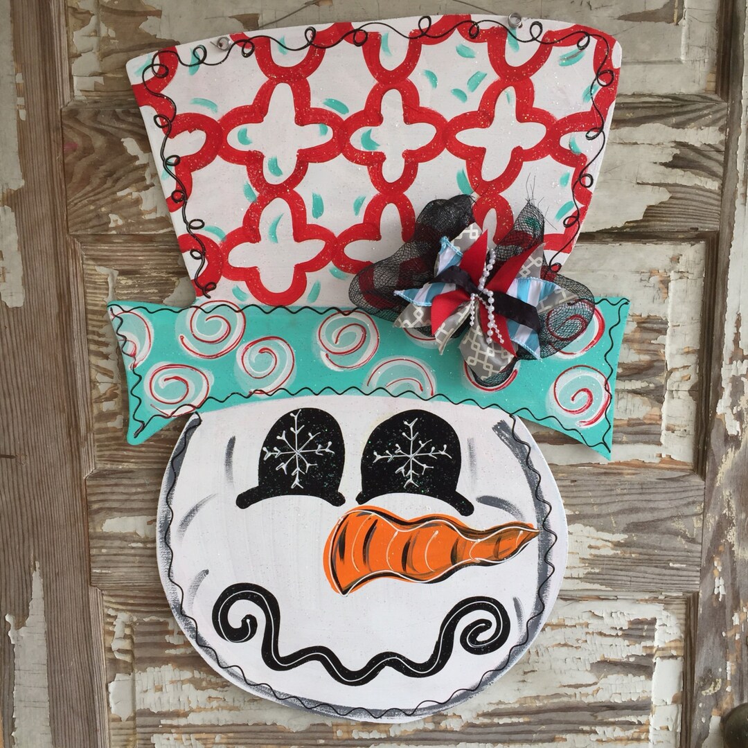 Snowman Door Hanger - Winter Door Hanger - Snowman Door Decor - Winter ...