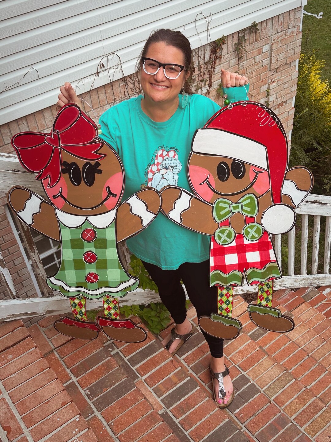 Gingerbread Door Hanger - Christmas Door Hanger - Holiday Door Decor ...