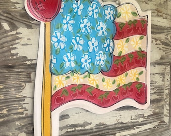 Colgante de puerta patriótico - Colgante de puerta con la bandera estadounidense - Decoración patriótica - Decoración de puerta de verano - Colgante de puerta del 4 de julio - Decoración de EE. UU.