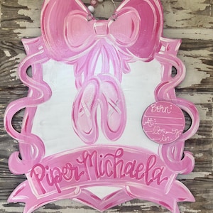 Personalized Baby Door Hanger -  Birth Announcement - Hospital Door Hanger - Baby Girl Nursery - Baby Shower Gift - Nursery Decor