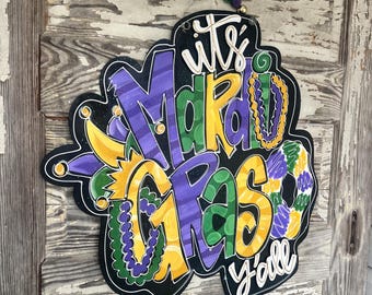 Personalized Door Hanger - Mardi Gras Door Hanger - Mardi Gras Decoration - Mardi Gras Decor - Fat Tuesday