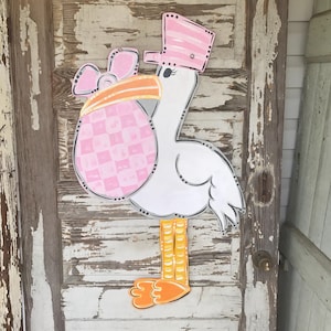 Birth Announcement Door Hanger - Hospital Door Hanger - Personalized Door Hanger - Baby Girl Gift - Baby Shower gift - Stork Sign
