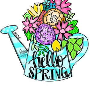 TEMPLATE - Spring Template Door Hanger Template - DIY Door Hanger - Door Decor Template - watering can Template - Downloadable Door Hanger
