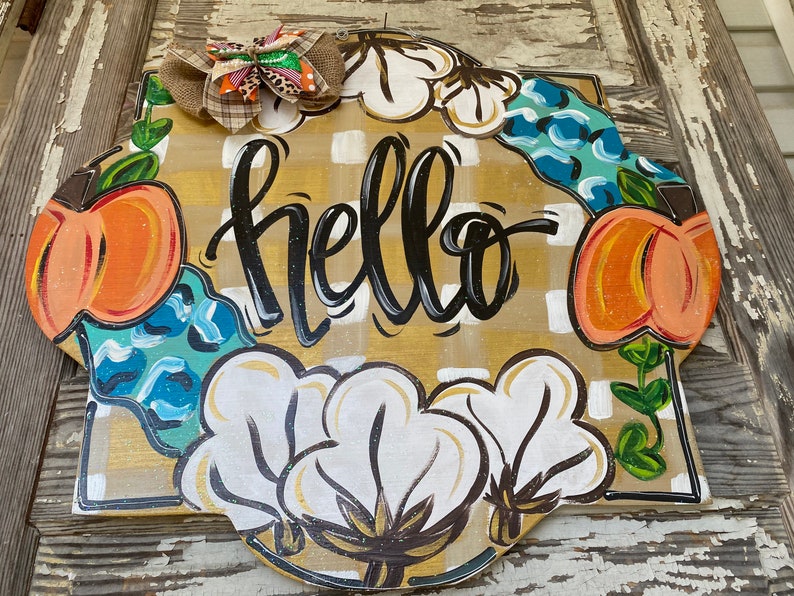 Fall Door Hanger - Pumpkin Door Hanger - Personalized Door Hanger - Fall Wreath- Fall Decor - fall Decorations - Halloween Sign image 4