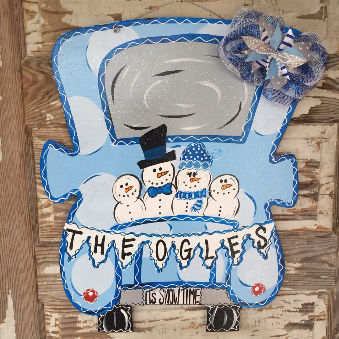 Personalized Door Hanger - Snowman Door Hanger - Christmas Door Hanger ...